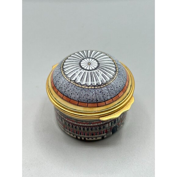 Halcyon Days Enamels Round Trinket Box Royal Albert Hall Vintage RARE Little Box - Picture 3 of 8